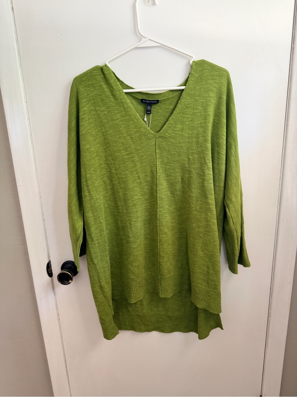 Eileen Fisher Olive Green V-Neck Knit Top